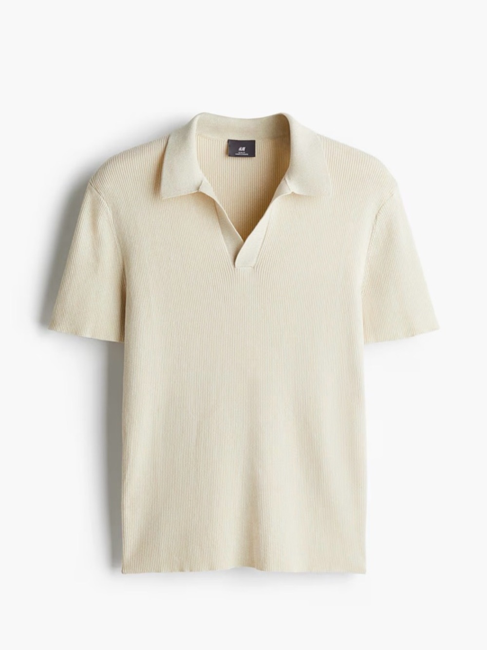 H&M Off-White Knit Polo Shirt - Short Sleeve